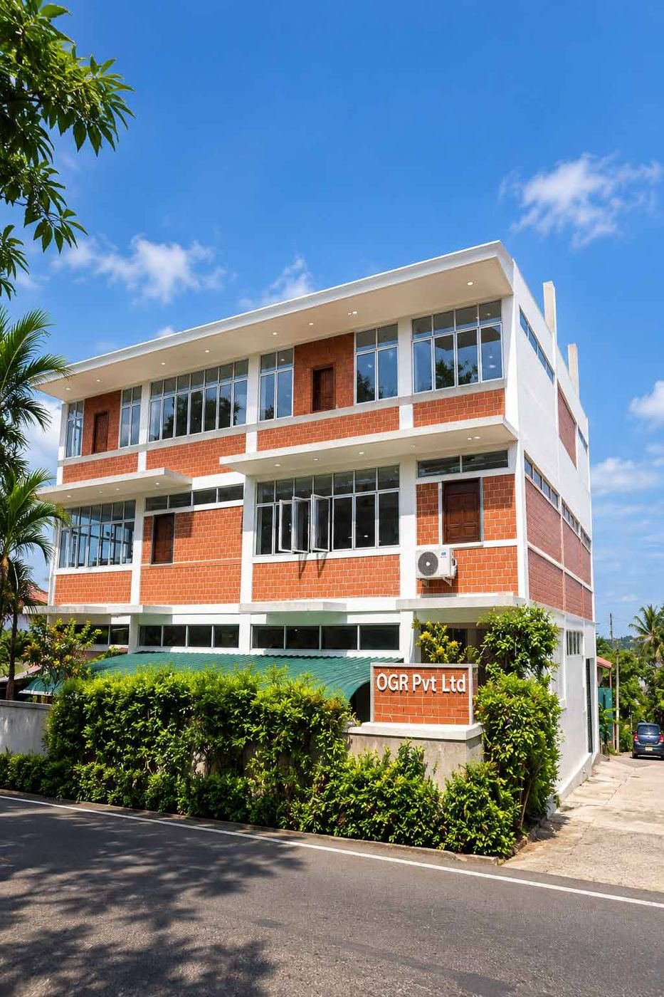 The Onivja factory building in Malabe: three floors of brick and glass