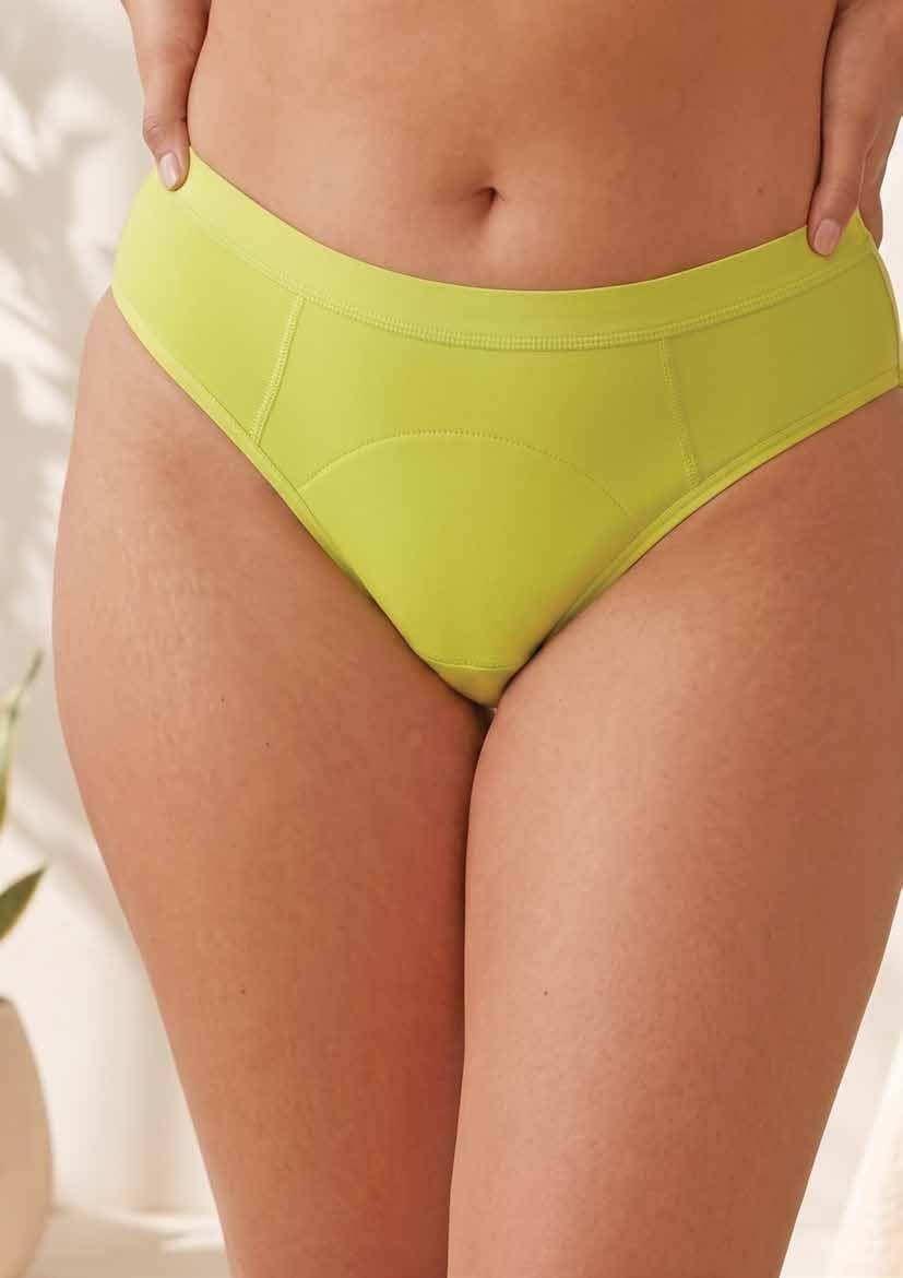 Lime period-proof brief with concealed gusset